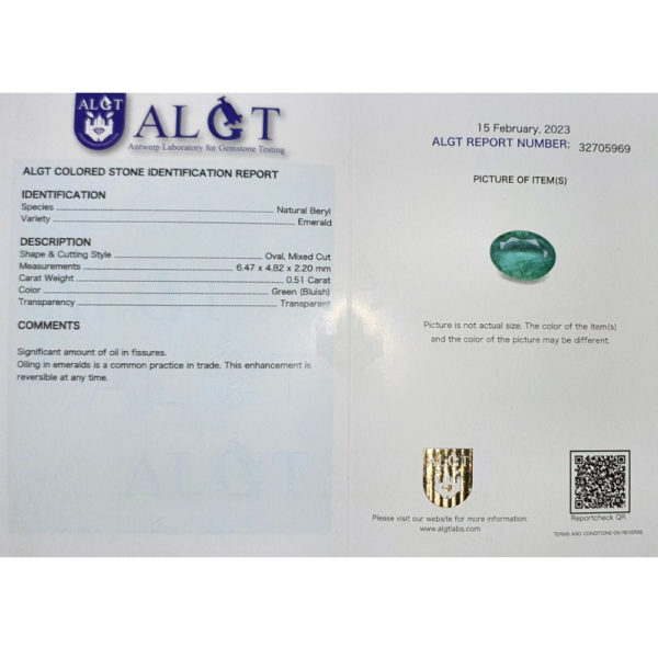 ALGT Certified Natural Emerald 0.51 ct - Image 13