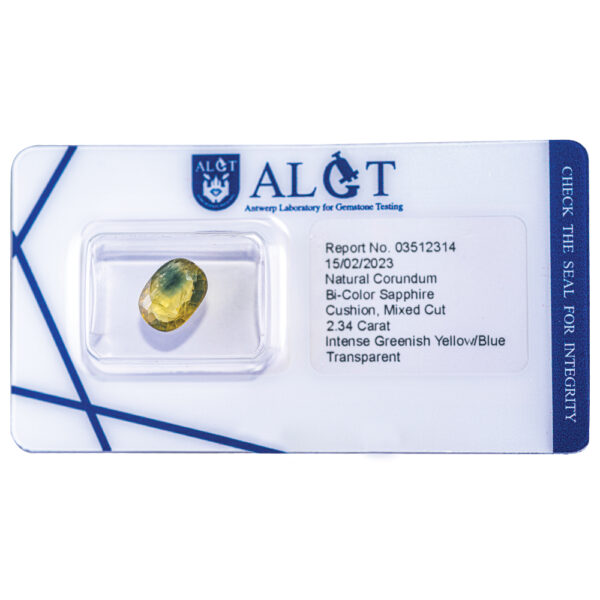 ALGT Certified Bi Color - Blue/Yellow Sapphire 2.34 ct - Image 2