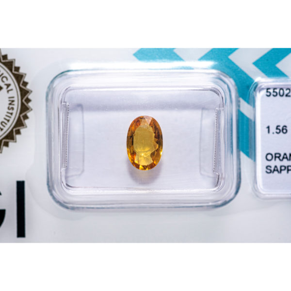 IGI Certified Deep Yellow Orange Sapphire 1.56 ct.