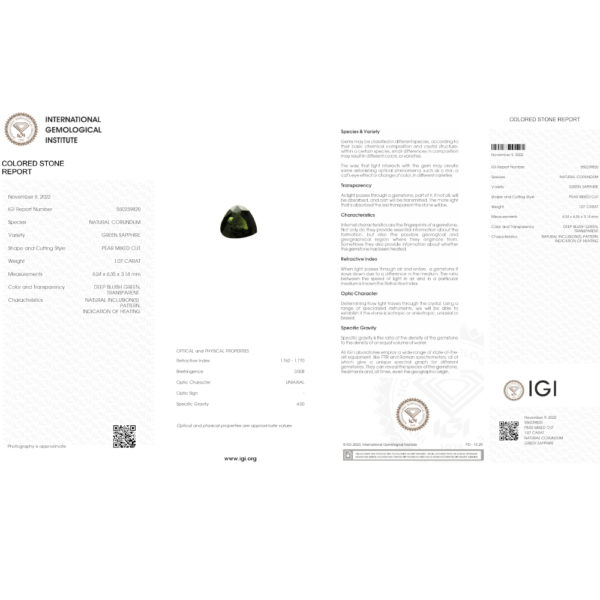 IGI Certified 1.07 ct. Green Sapphire - Image 6