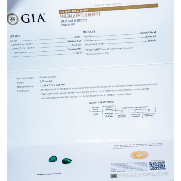 GIA Certified Zambia Emerald 2.0 ct. - Image 6