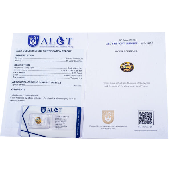 ALGT Certified Bi Color Sapphire 2.68 ct - Image 9