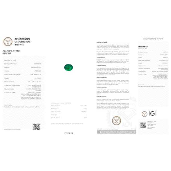 IGI Certified Zambia Emerald 1.93 ct. - Image 10