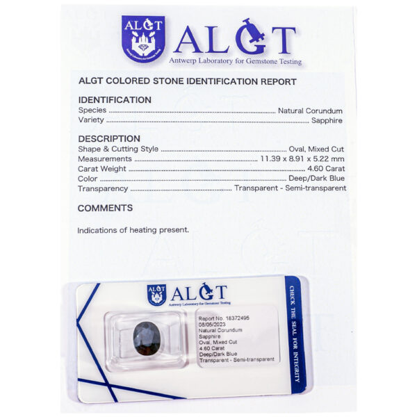 ALGT Certificate Blue Sapphire 4.60 ct - Image 11