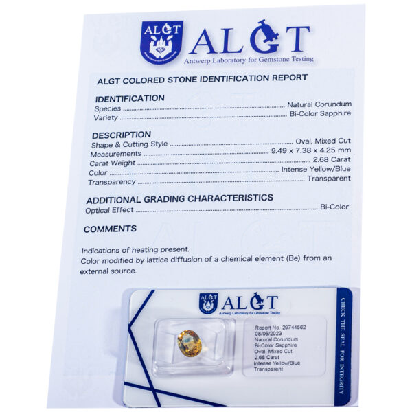 ALGT Certified Bi Color Sapphire 2.68 ct - Image 10