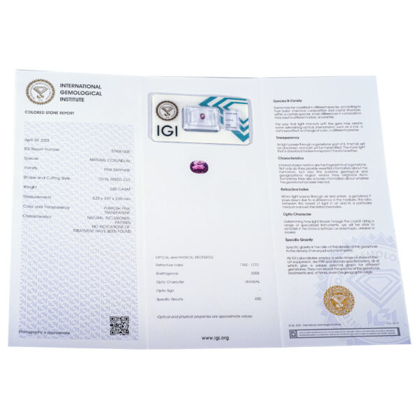 IGI Certified No Treatment Pink Sapphire 0.50 ct - Image 9