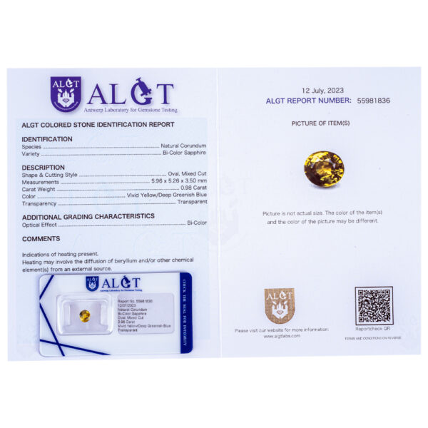 ALGT Certified Bi Color Sapphire 0.98 ct. - Image 4