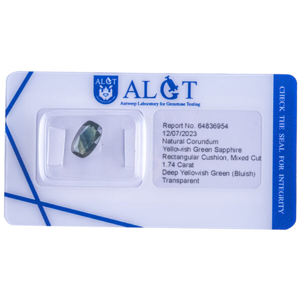 ALGT Certified Green Sapphire 1.74 ct.