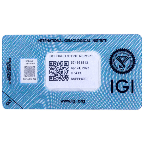 IGI Certificate Natural Blue Sapphire 0.51 ct. - Image 3