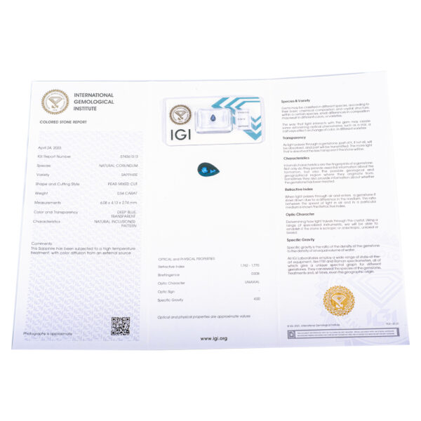 IGI Certificate Natural Blue Sapphire 0.51 ct. - Image 4