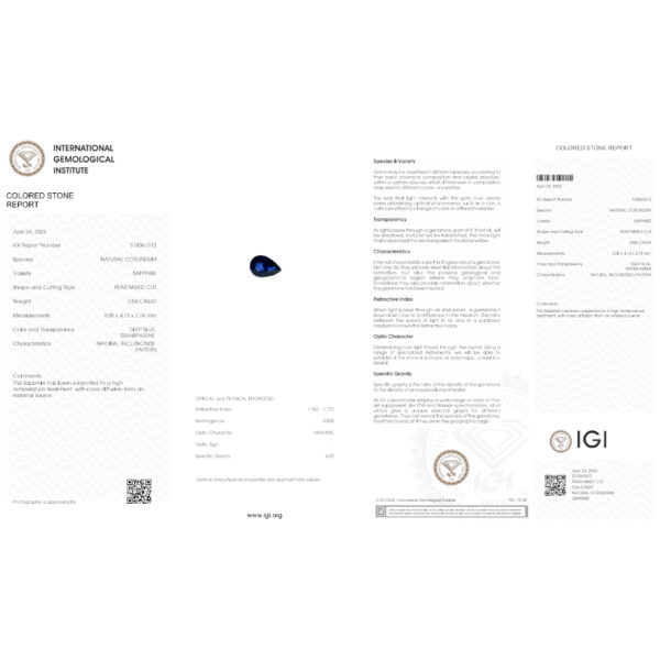 IGI Certificate Natural Blue Sapphire 0.51 ct. - Image 5