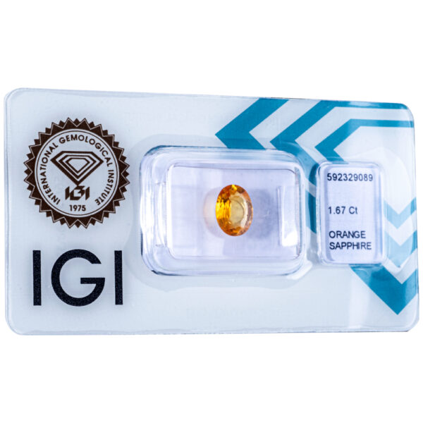 IGI Certified Deep Yellow Orange Sapphire 1.67 ct. - Image 4