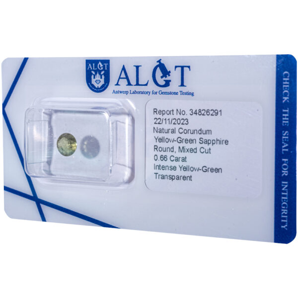 ALGT Certificate Natural Yellow - Green Sapphire 0.66 ct. - Image 6