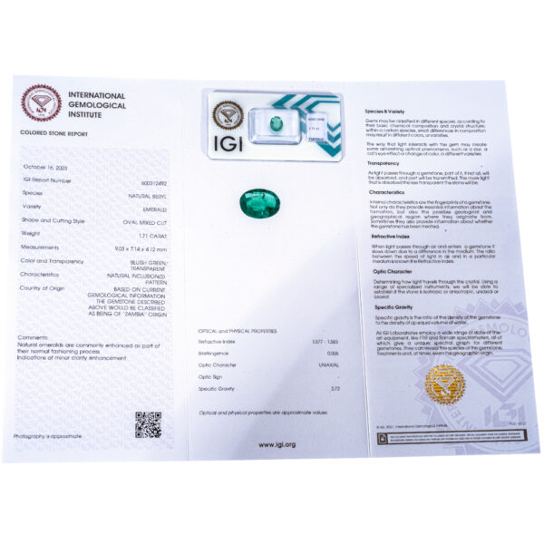 IGI Certificate Natural Zambia Emerald 1.71 ct. - Image 12