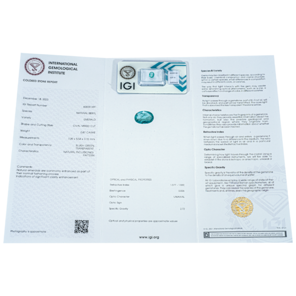 IGI Certificate Natural Emerald 0.87 ct. - Image 11