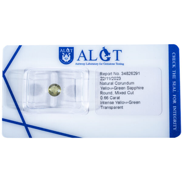 ALGT Certificate Natural Yellow - Green Sapphire 0.66 ct. - Image 9