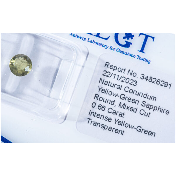 ALGT Certificate Natural Yellow - Green Sapphire 0.66 ct. - Image 10