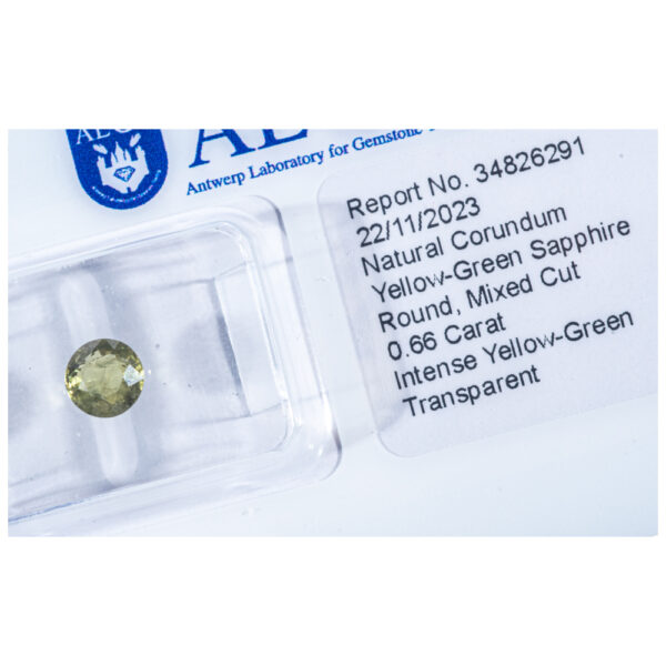 ALGT Certificate Natural Yellow - Green Sapphire 0.66 ct. - Image 12