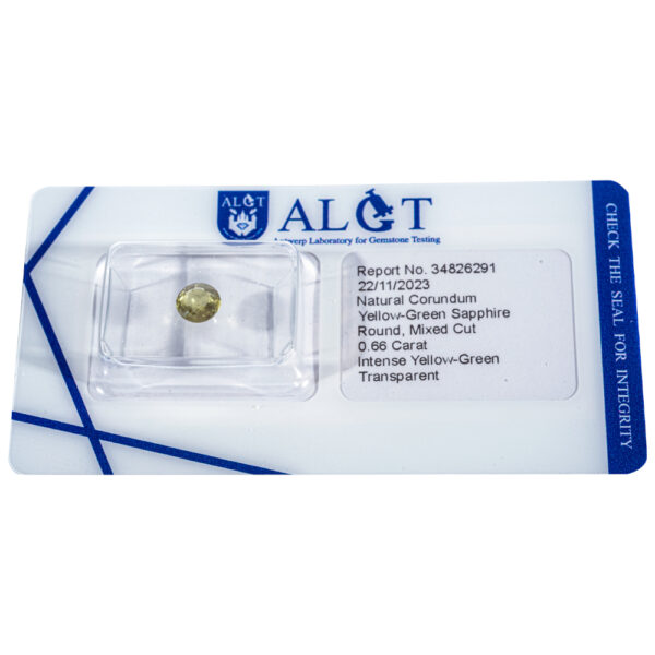 ALGT Certificate Natural Yellow - Green Sapphire 0.66 ct. - Image 4