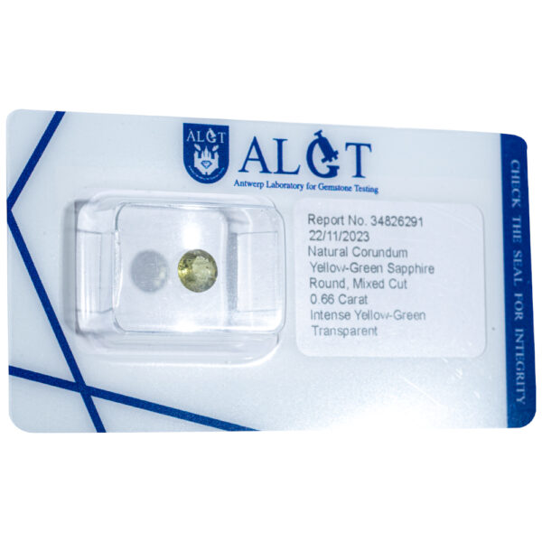 ALGT Certificate Natural Yellow - Green Sapphire 0.66 ct. - Image 5