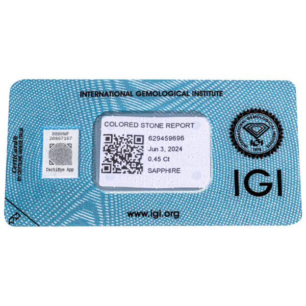IGI Certificate Natural Blue Sapphire 0.45 ct. - Image 7