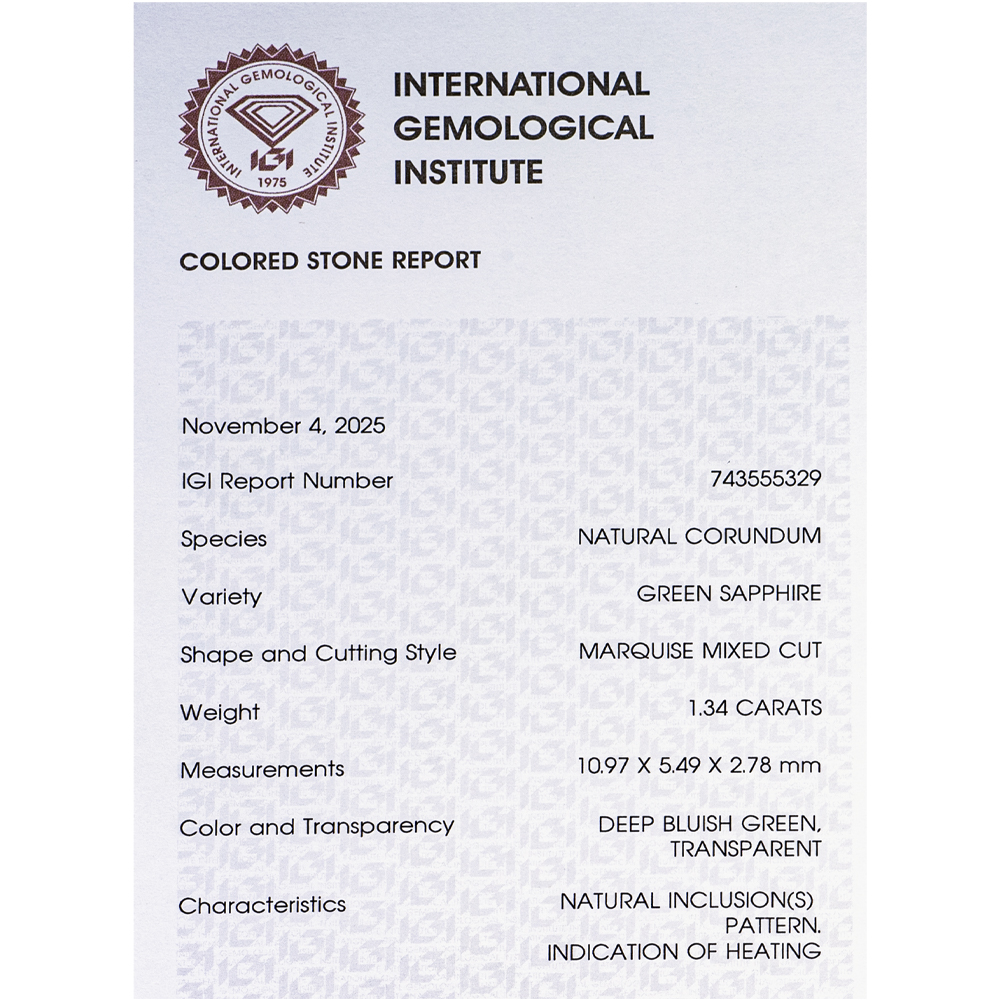 IGI Certificate Green Sapphire 1.34 ct. - Image 9