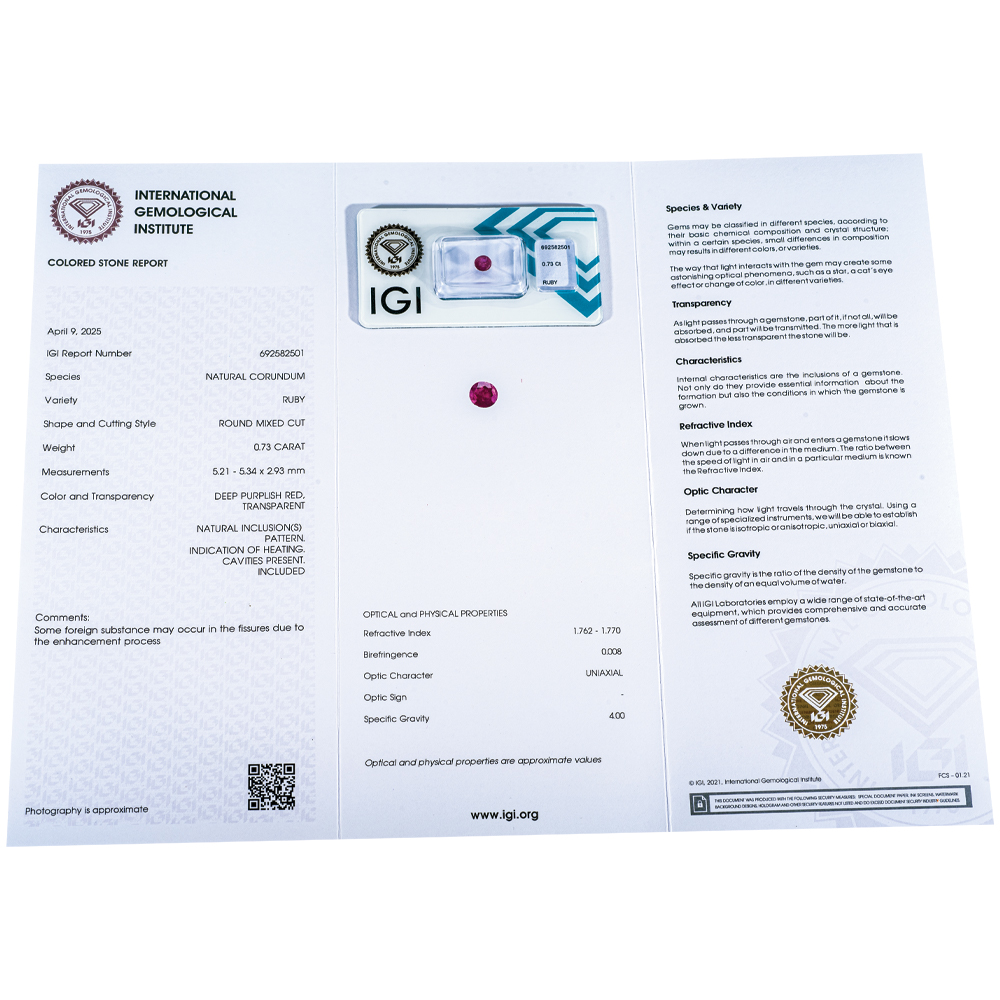 IGI Certificate Ruby 0.73 ct. - Image 8