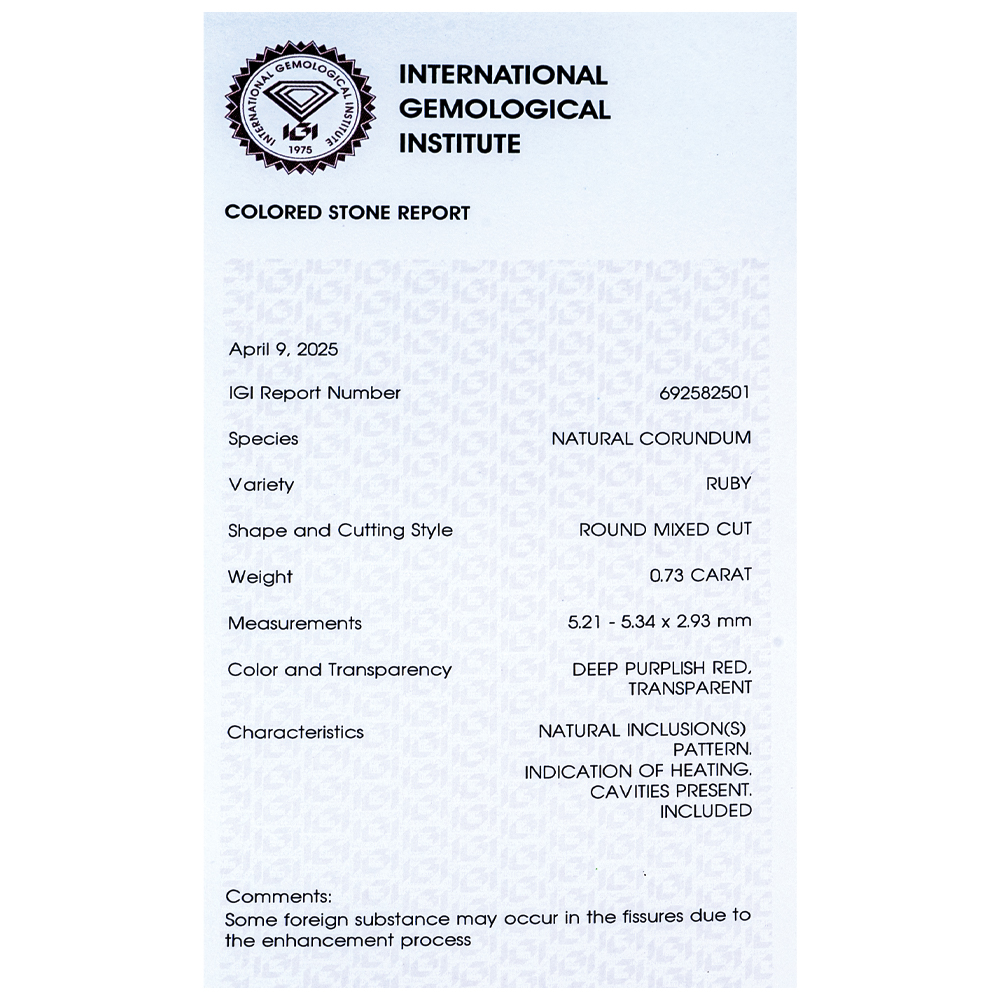 IGI Certificate Ruby 0.73 ct. - Image 9