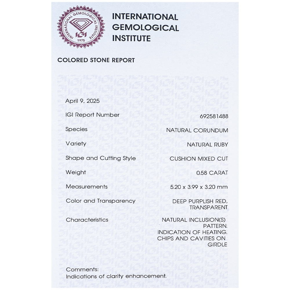 IGI Certificate Ruby 0.58 ct. - Image 4