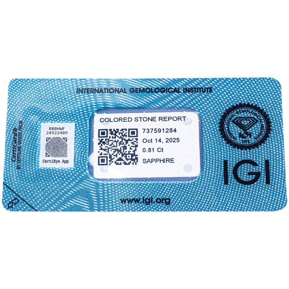 IGI Certificate Blue Sapphire 0.81 ct. - Image 7